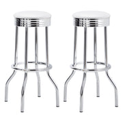 Retro Upholstered Metal Swivel Bar Stool White (Set of 2) - 2299W