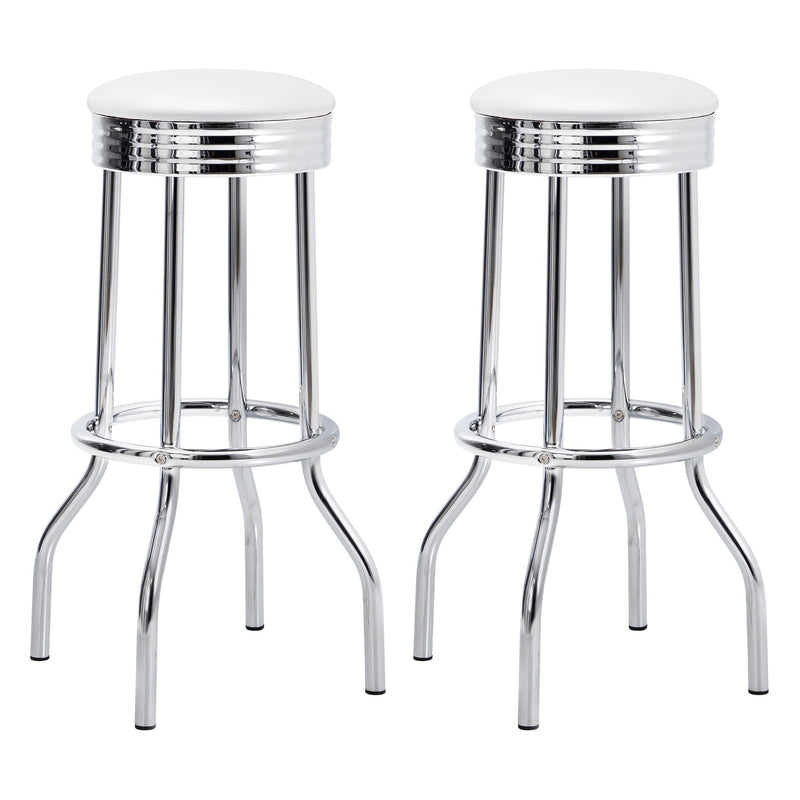 Retro Upholstered Metal Swivel Bar Stool White (Set of 2) - 2299W