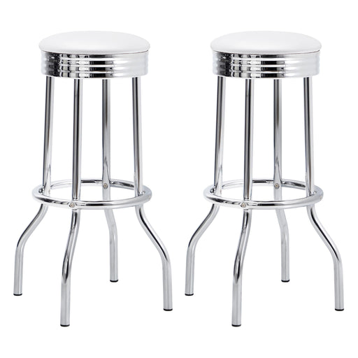Retro Upholstered Metal Swivel Bar Stool White (Set of 2) - 2299W