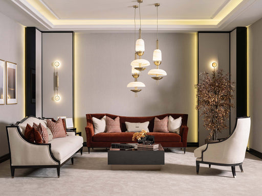 Revora 4-pieces (1 Four Seater Lux Sofa & 1 Four Seater Sofa & 2 Chair) Livingroom in Cream - Brick - 200-GAB-REV-4W411