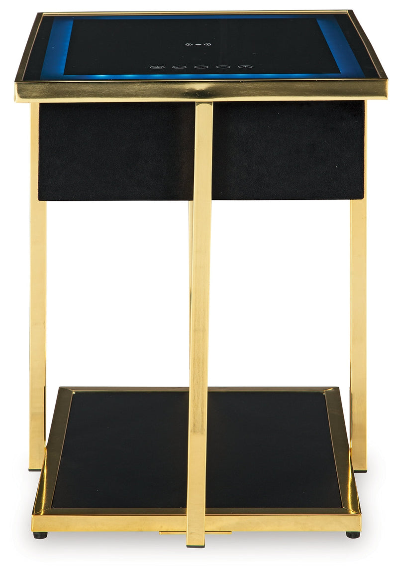 Rexwell Black/Gold Finish Accent Table with Speaker - A4000681