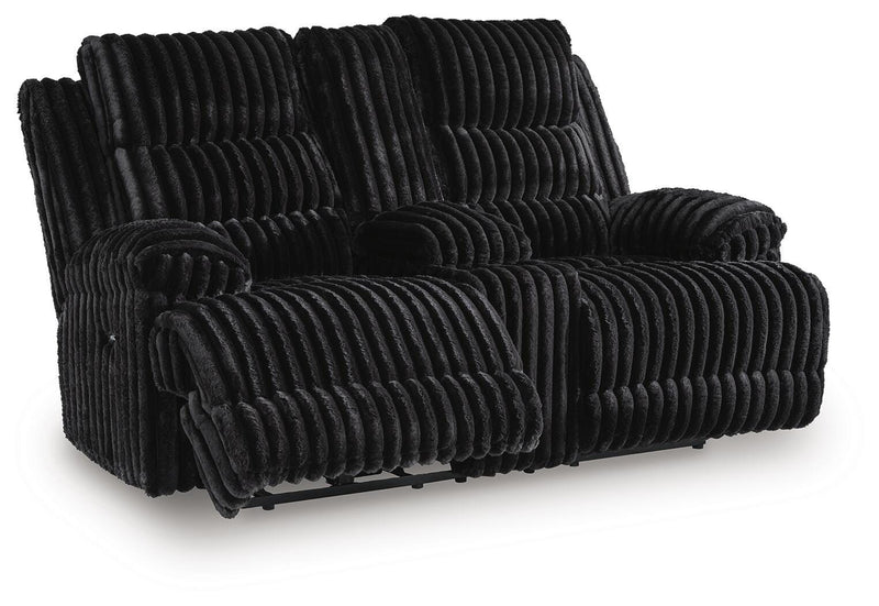 Rhines Falls Onyx Power Reclining Loveseat with Console - PC4280596