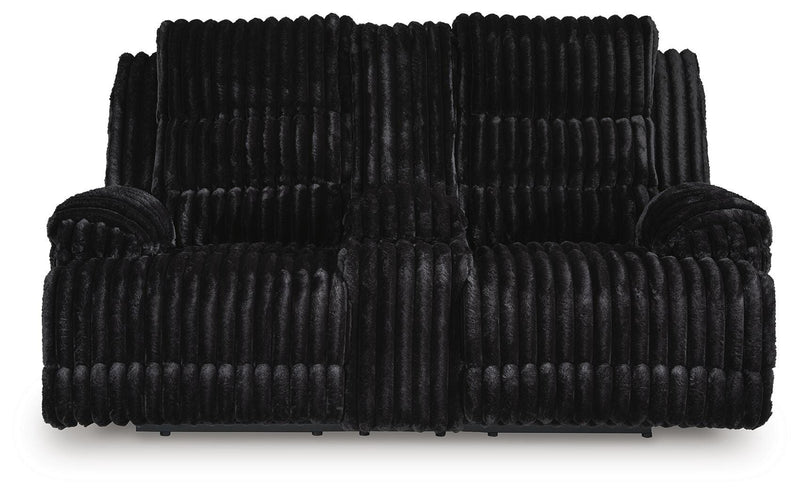 Rhines Falls Onyx Power Reclining Loveseat with Console - PC4280596