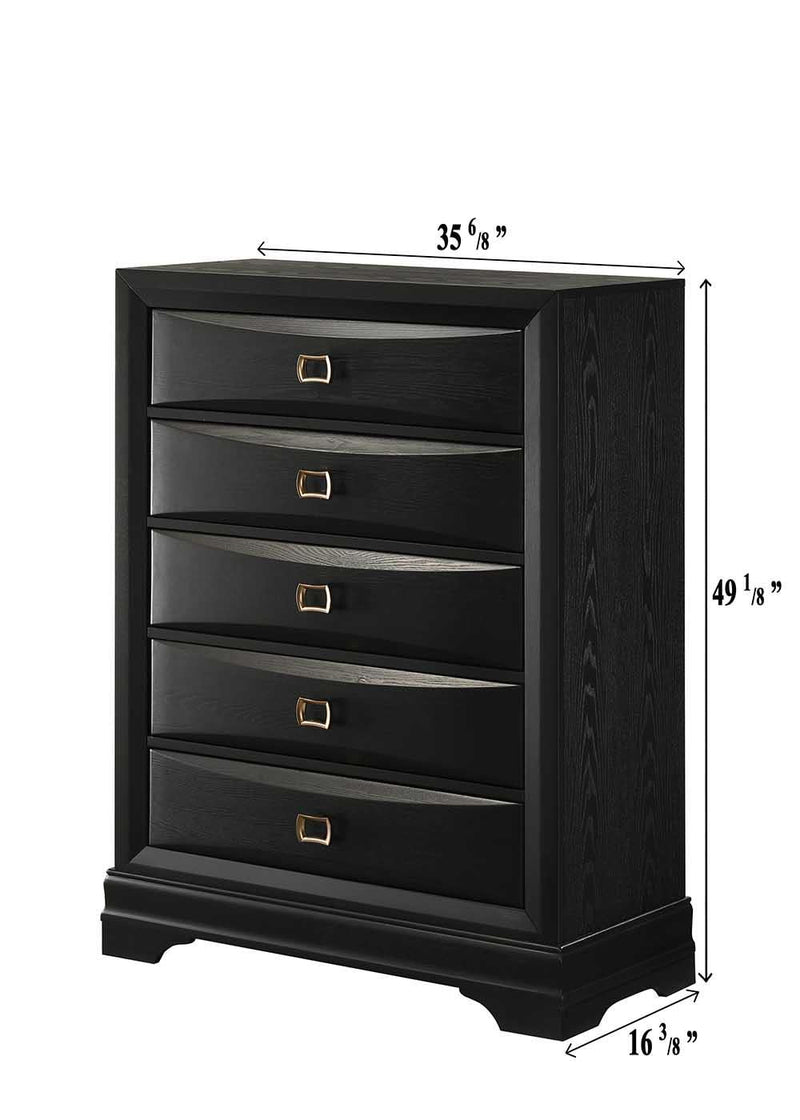 Rhodes - 5 Drawers Black Chest - B315-C