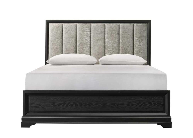 Rhodes - Black Panel King Bed with Upholstered Headboard - B315-K-Bed