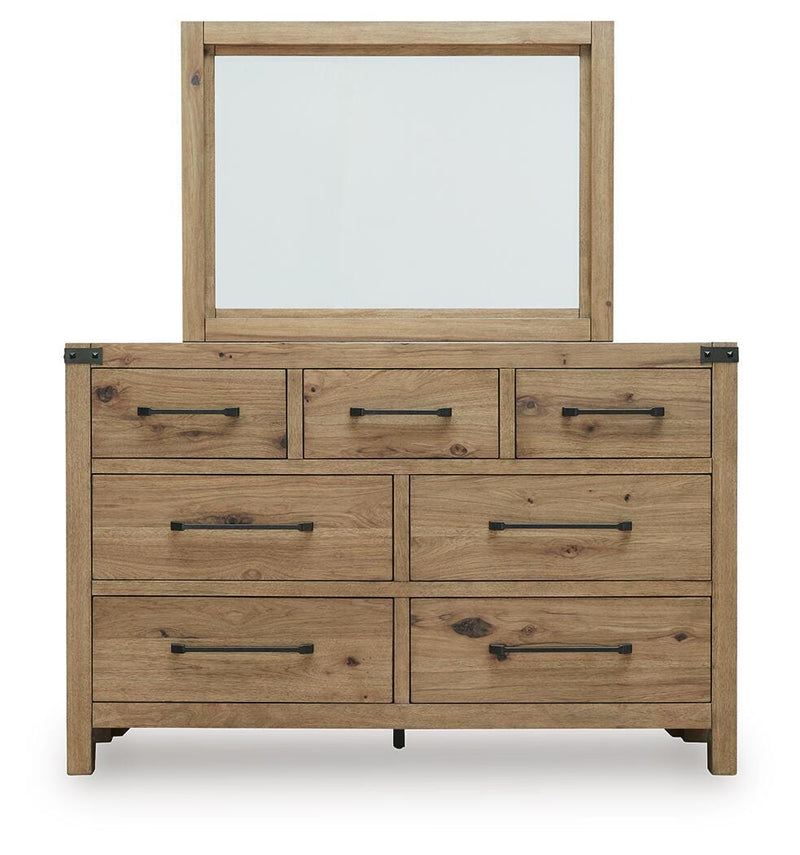 Ridgester Light Brown Dresser and Mirror - B858B1