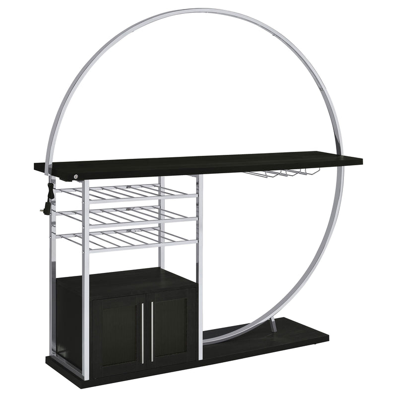 Risley 2-door Circular LED Wine Cabinet Dark Charcoal - 182799