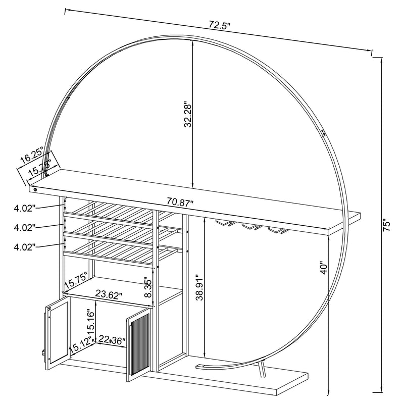 Risley 2-door Circular LED Wine Cabinet Dark Charcoal - 182799