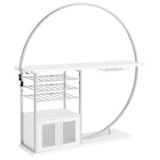 Risley 2-door Circular LED Wine Cabinet White High Gloss - 182798