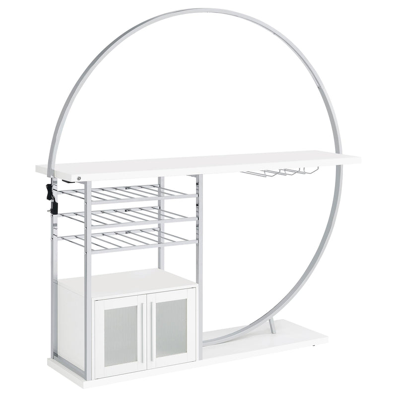 Risley 2-door Circular LED Wine Cabinet White High Gloss - 182798