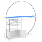 Risley 2-door Circular LED Wine Cabinet White High Gloss - 182798