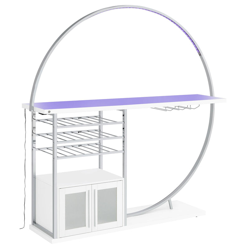 Risley 2-door Circular LED Wine Cabinet White High Gloss - 182798