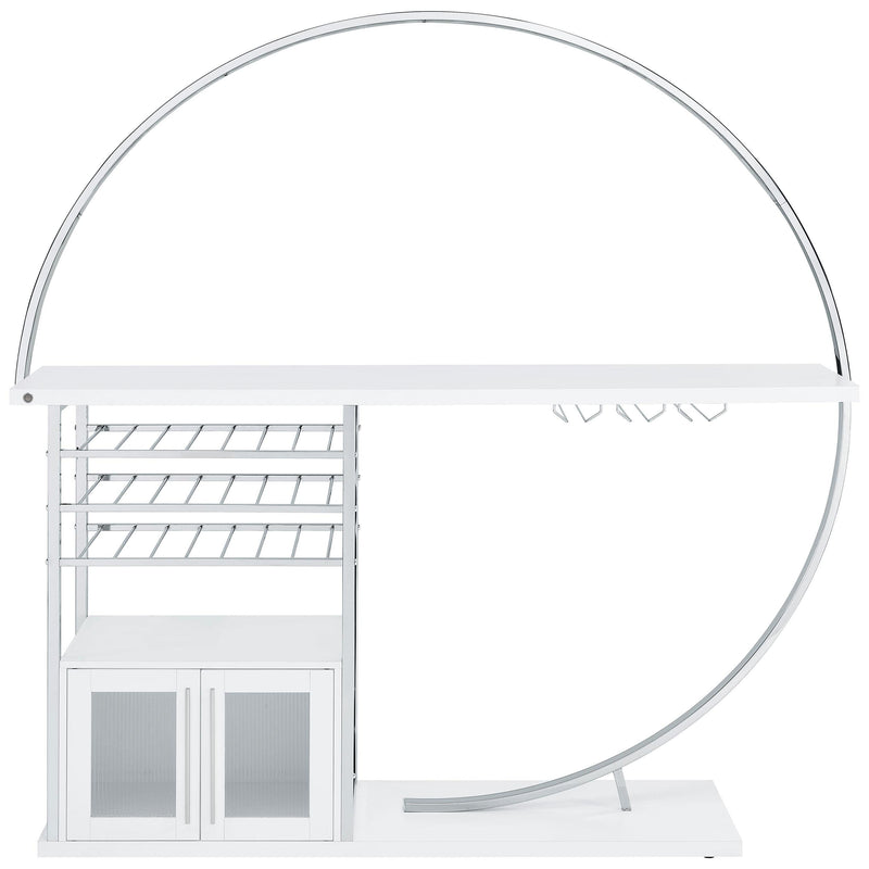 Risley 2-door Circular LED Wine Cabinet White High Gloss - 182798