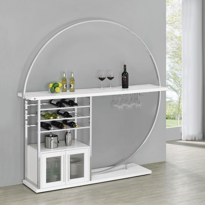 Risley 2-door Circular LED Wine Cabinet White High Gloss - 182798