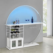 Risley 2-door Circular LED Wine Cabinet White High Gloss - 182798