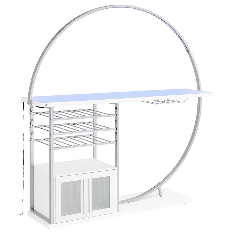 Risley 2-door Circular LED Wine Cabinet White High Gloss - 182798