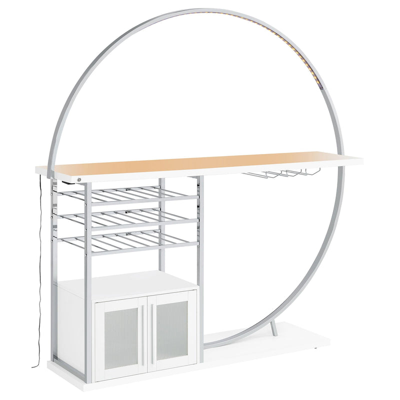 Risley 2-door Circular LED Wine Cabinet White High Gloss - 182798