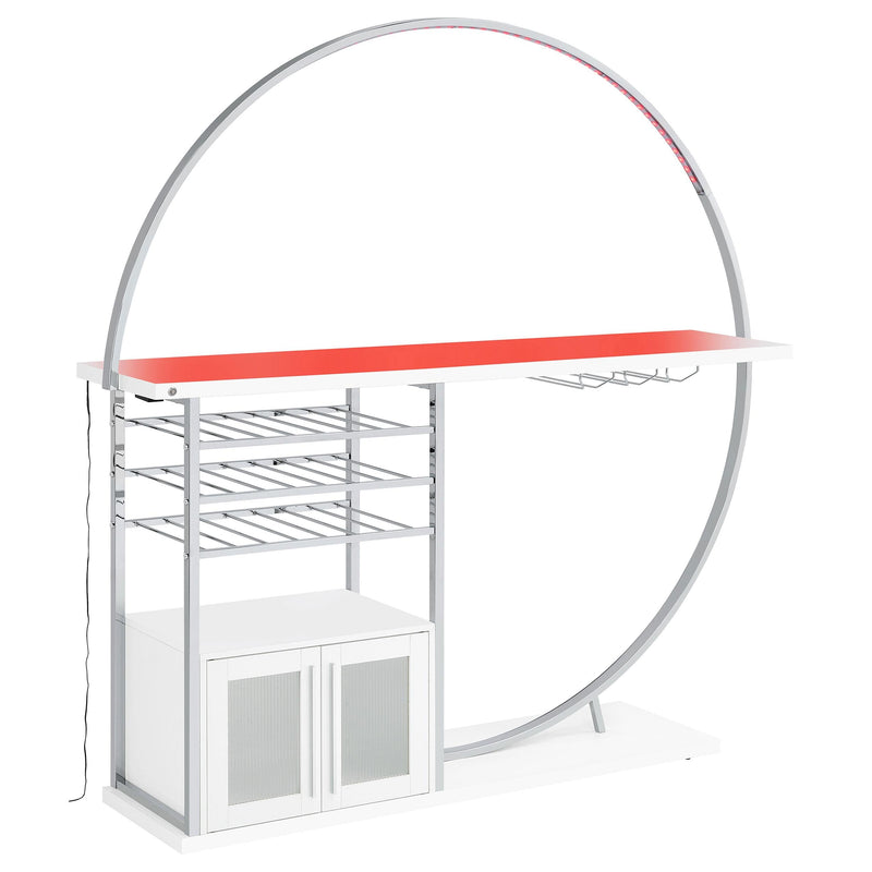 Risley 2-door Circular LED Wine Cabinet White High Gloss - 182798