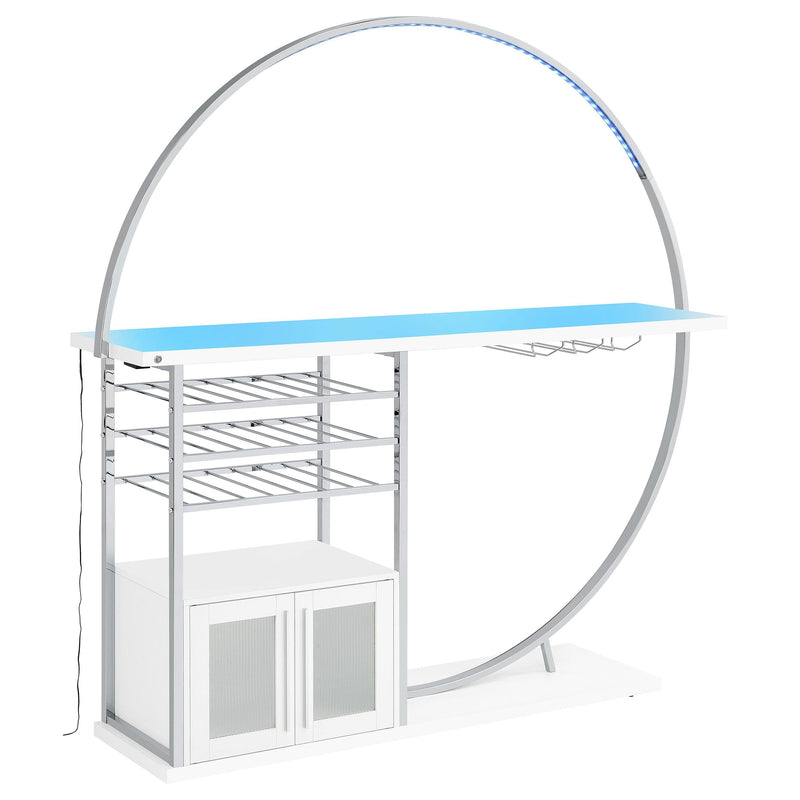 Risley 2-door Circular LED Wine Cabinet White High Gloss - 182798