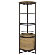 Ritter Round LED Bar Wine Storage Cabinet Rustic Oak - 182480