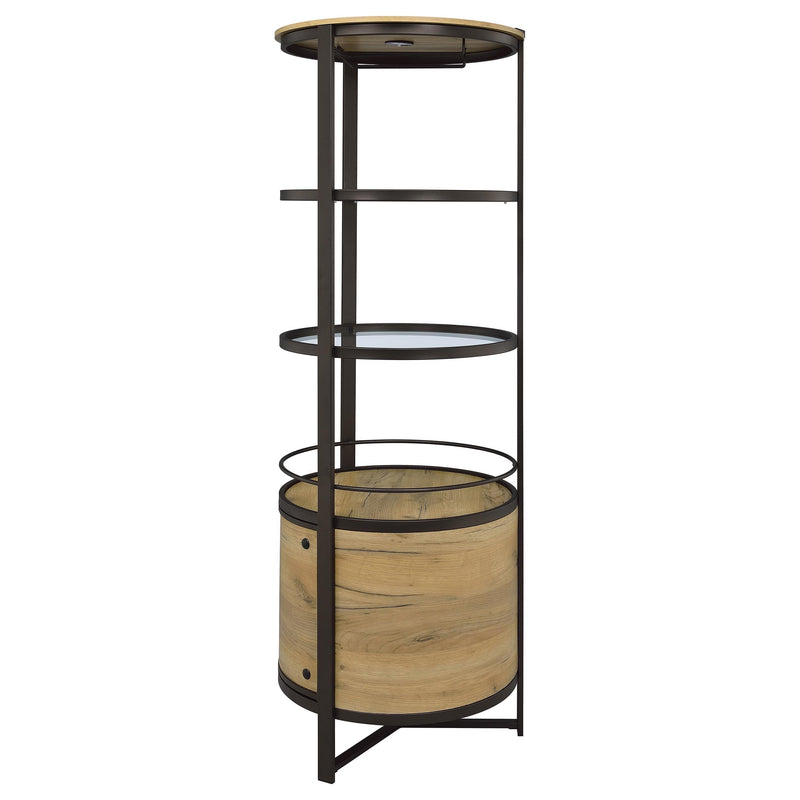 Ritter Round LED Bar Wine Storage Cabinet Rustic Oak - 182480