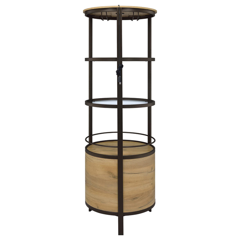 Ritter Round LED Bar Wine Storage Cabinet Rustic Oak - 182480