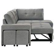 Roanne Fabric Upholstered Sleeper Sectional Sofa Grey - 500347