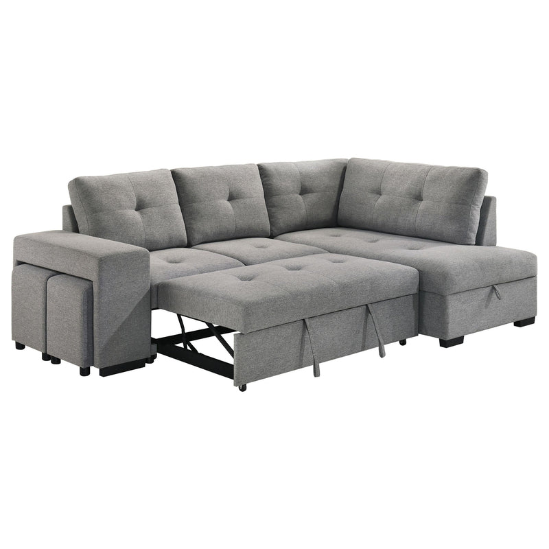 Roanne Fabric Upholstered Sleeper Sectional Sofa Grey - 500347