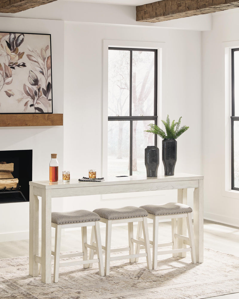 Robbinsdale Antique White Counter Height Dining Table and 3 Barstools Set - D642-113