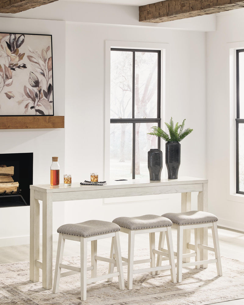 Robbinsdale Antique White Counter Height Dining Table and 3 Barstools Set - D642-113
