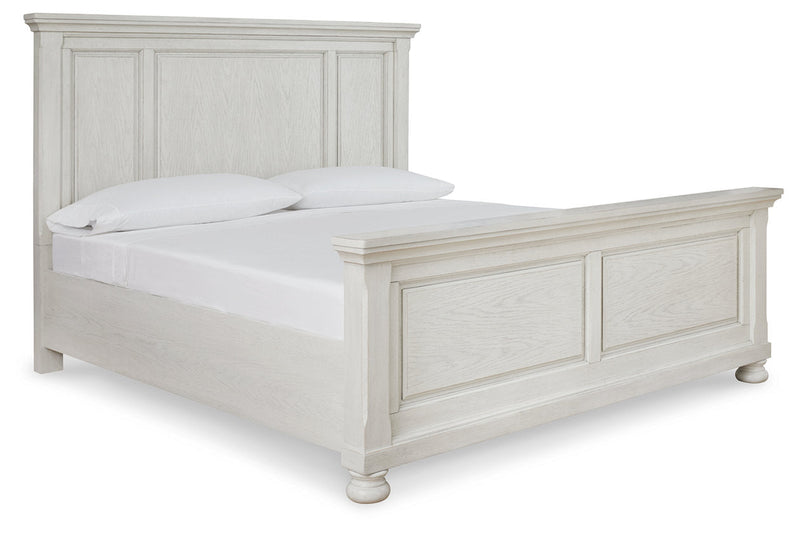 Robbinsdale Antique White King Panel Bed - Lara FurnitureKing Bed