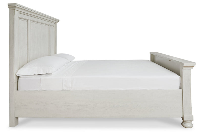 Robbinsdale Antique White King Panel Bed - Lara FurnitureKing Bed