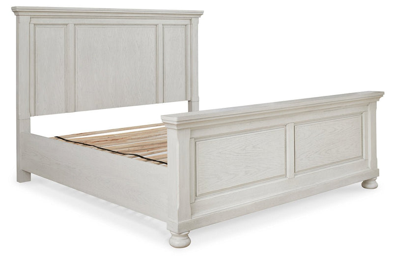 Robbinsdale Antique White King Panel Bed - Lara FurnitureKing Bed