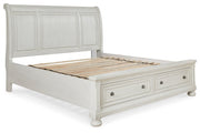 Robbinsdale Antique White King Sleigh Bed with Storage - Lara FurnitureKing Bed