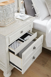 Robbinsdale Antique White King Storage Bed and 2 Nightstands - B742B37