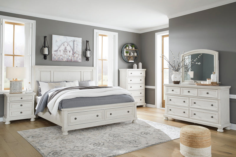 Robbinsdale Antique White Panel Storage Bedroom Set from Ashley - Lara Furniture