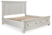 Robbinsdale Antique White Queen Panel Storage Bed - Lara FurnitureQueen Bed