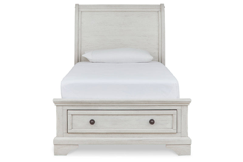 Robbinsdale Antique White Sleigh Storage Bedroom Set from Ashley - Lara Furniture