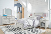 Robbinsdale Antique White Sleigh Storage Bedroom Set from Ashley - Lara Furniture