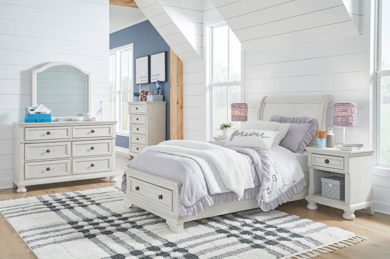 Robbinsdale Antique White Sleigh Storage Bedroom Set from Ashley - Lara Furniture
