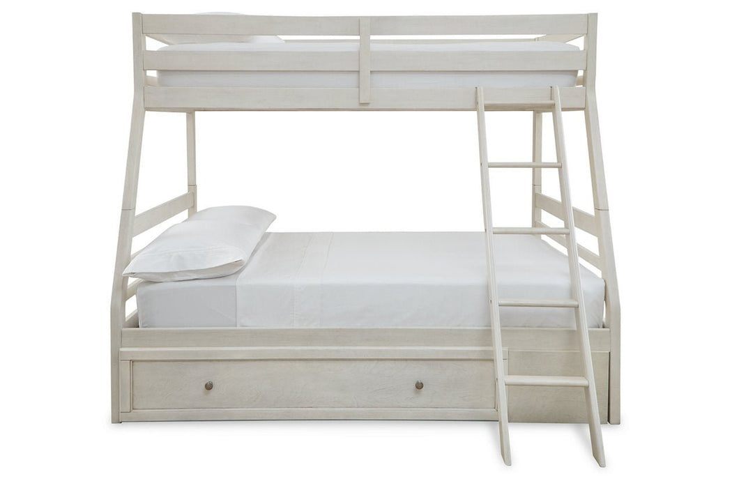 Robbinsdale Antique White Twin over Full Bunk Bed with Storage - Gate FurnitureBunk Bed