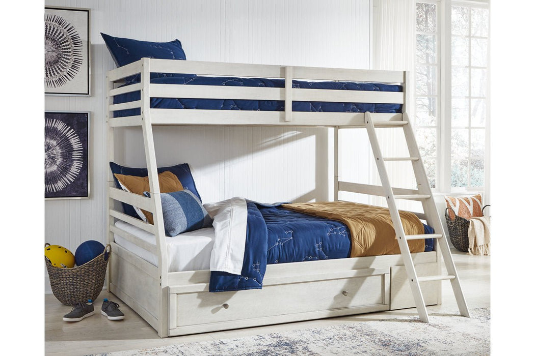 Robbinsdale Antique White Twin over Full Bunk Bed with Storage - Gate FurnitureBunk Bed