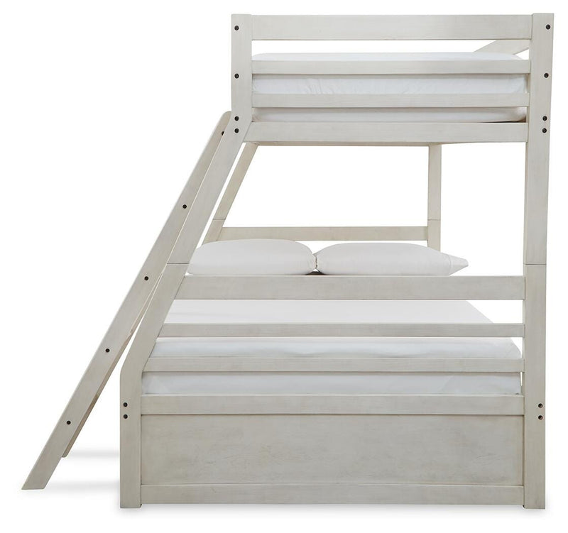 Robbinsdale Antique White Twin over Full with Storage and Mattresses - B742B39