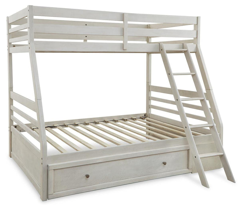 Robbinsdale Antique White Twin over Full with Storage and Mattresses - B742B39