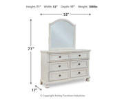 Robbinsdale Antique White Twin Storage Bed, Dresser, Mirror and Nightstand - B742B36