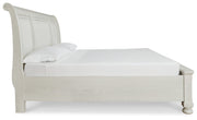 Robbinsdale California King Sleigh Bed with Storage with Mirrored Dresser in Antique White from Ashley - Lara Furniture
