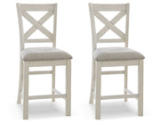 Robbinsdale Counter Height Dining Table and 10 Barstools in Antique White from Ashley - Lara Furniture