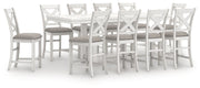 Robbinsdale Counter Height Dining Table and 10 Barstools in Antique White from Ashley - Lara Furniture