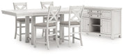 Robbinsdale Antique White Counter Height Dining Table and 4 Barstools with Storage from Ashley - Lara Furniture