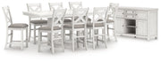 Robbinsdale Antique White Counter Height Dining Table and 8 Barstools with Storage from Ashley - Lara Furniture